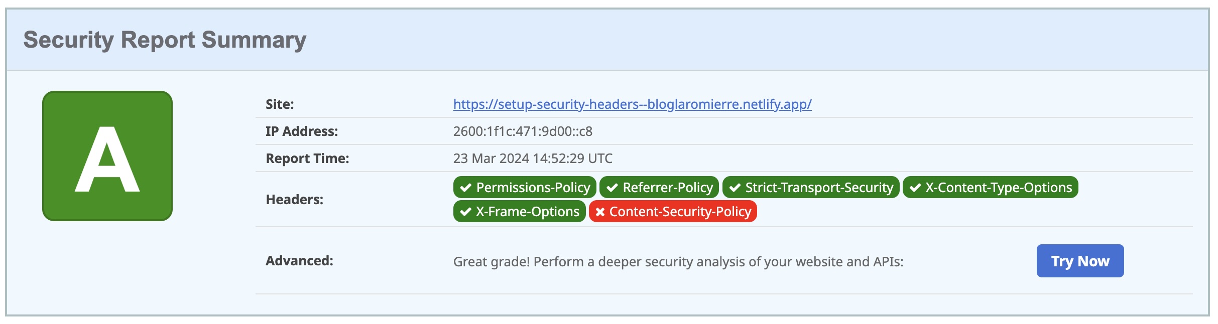 Analysis after adding the Referrer-Policy