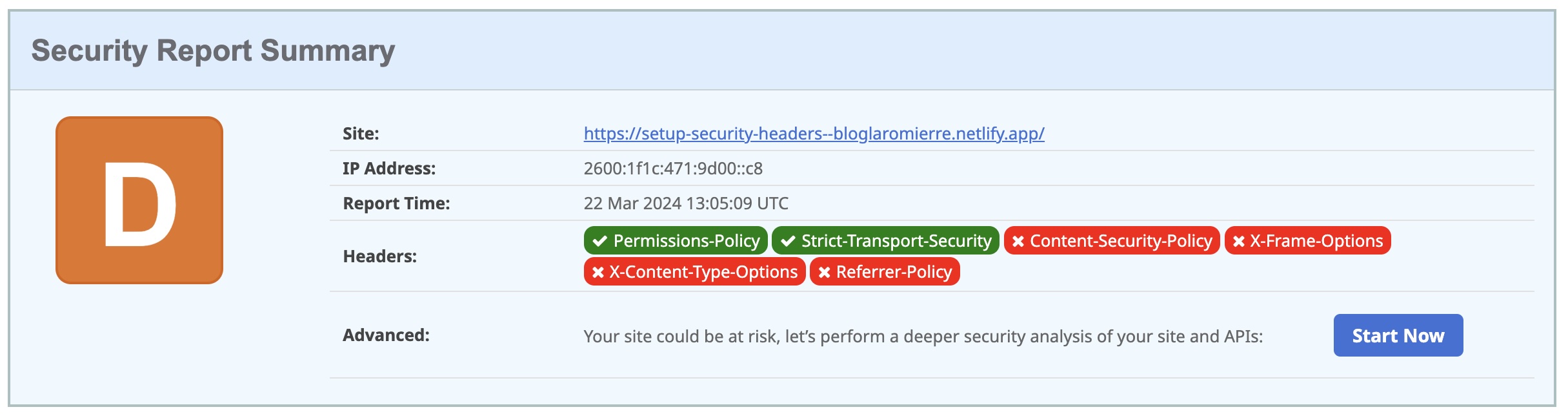 Analysis after adding the Permission-Policy header