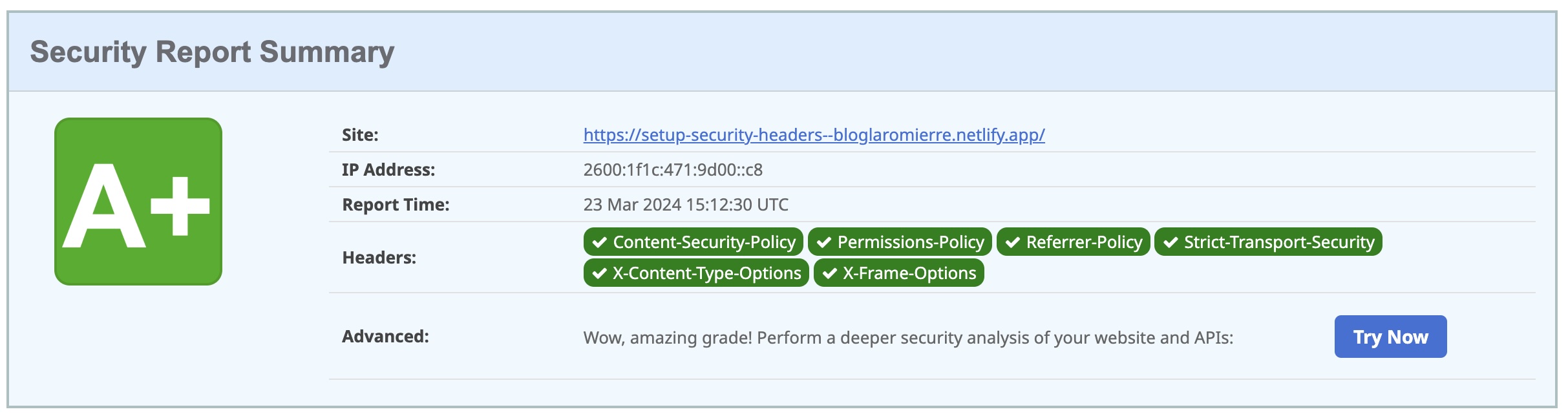 Analysis after adding the Content-Security-Policy