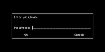 Screen displayed, asking you to enter the passphrase